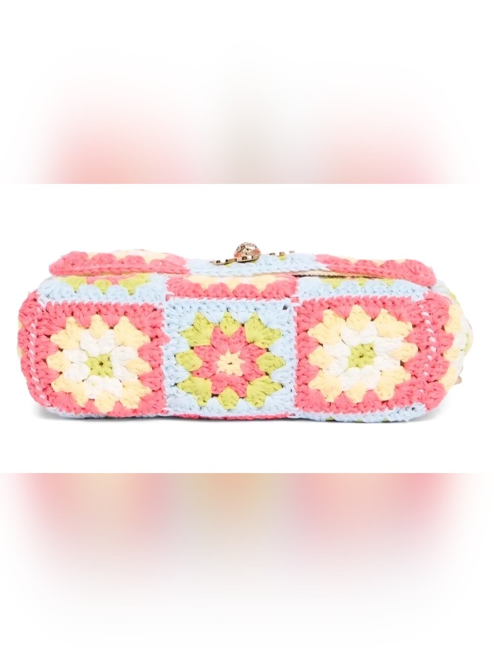 NWT Kurt Geiger Pink Multicolor Crochet Floral Chain Shoulder Bag - Picture 6 of 9